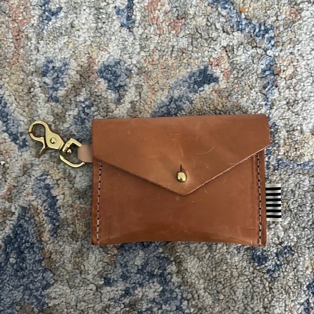 Meanwhile Back on the Farm. Natural Leather Keychain Wallet. Great condition.